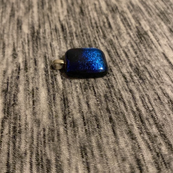 Vintage Y2K Ombré Blue Square Art Glass Pendant for Necklace Costume Jewelry - Picture 12 of 15